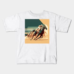 Art Deco Style Horse Racing Kids T-Shirt